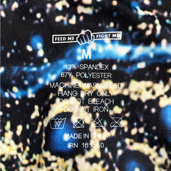 Feed Me Fight Me Leggings Women’s Medium Blue Marble Galaxy Print Activewear - Picture 12 of 12